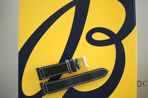 BREITLING 534X 22-18 BLACK WAXED CALF TONGUE BUCKLE WATCH BAND WATCHBAND STRAP - Picture 2 of 9