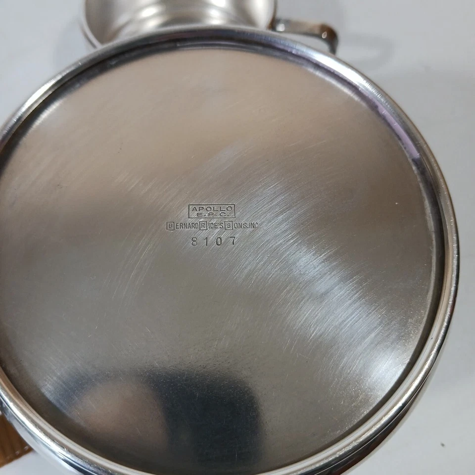 Juego de té apilable MCM Art Deco crema azúcar Bernard arroz e hijos plato de plata Foto 4 de 4