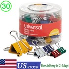 30 Pack Metal Binder Clips Medium Assorted Sizes Colors Office Supplies Set