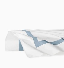 Sferra Estate White/Sea Flat Sheet Full/Queen...