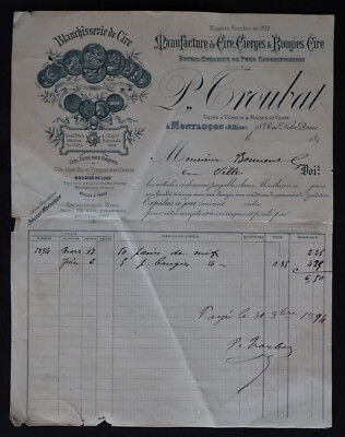 Invoice 1894 MONTLUCON Allier WAX LAUNDRY TROUBAT 151