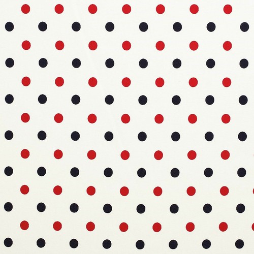 Polkadot - Tela de algodón elástica - Con lunares rojos/azul marino - Por metro - Imagen 2 de 5