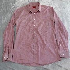 Hugo Boss Shirt Men Extra Large XL Slim Pink White Candy Stripe Button Elisha