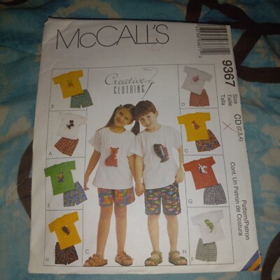 McCalls 9367 Kids Children 2-3-4 Outfits   Sewing Pattern VTG UNCUT