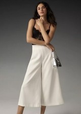 NWT Maeve by Anthropologie Clean Cropped Wide Leg Pants  Off White  Sz 14