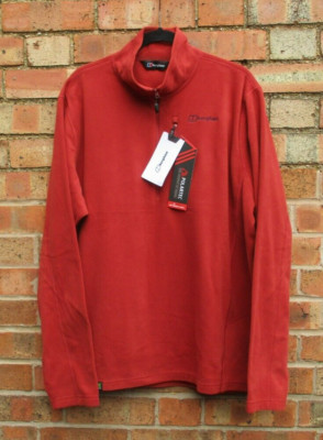 Herren Berghaus Prism Micro Fleece PT halber Reißverschluss Jacke dunkelrot XXL 50'' Brustumfang neu mit Etikett