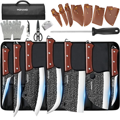 14 Pcs CUSTOM HANDMADE FORGED DAMASCUS STEEL CHEF KNIFE KITCHEN KNIVES CHEF SET