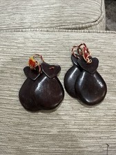 2 Pair Vintage Carved Wood Castanets Clapper Set