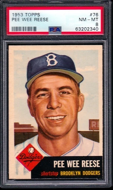 1953 Topps #76 PEE WEE REESE PSA 8 NM-MT HOF Brooklyn Dodgers Baseball
