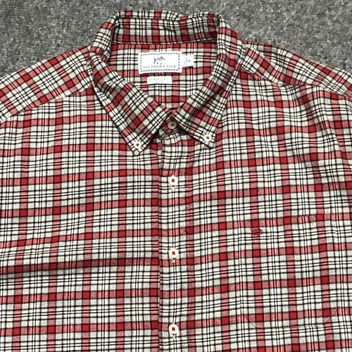 Southern Tide Flannel Shirt Red Gray 