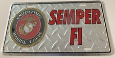 SEMPER FI US Marines License Plate USMC Marine Corps NEW OLD STOCK