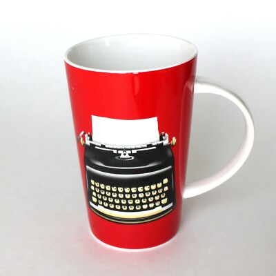Maxwell & Williams Christopher Vine Conical Coffee Mug Red Vintage Typewriter 13