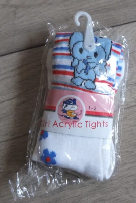 Collants Acryliques Fille 80 - 92 1 - 2 Ans NEU Blanc D'Israël - Photo 1/3