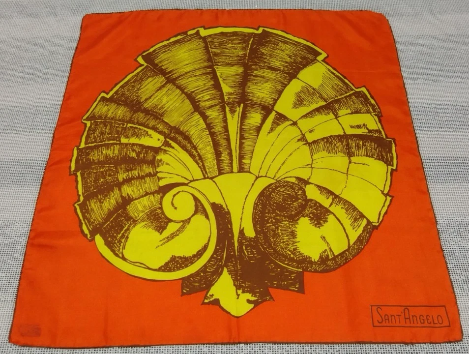 De Colección Giorgio Di Sant Angelo Bufanda de Seda Naranja Mar Shell SANT ANGELO Talla Cuadrada Foto 4 de 4