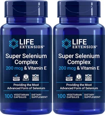 Life Extension Super Selenium Complex 200 mcg&Vitamin E,100 Veg Caps (Pack of 2)