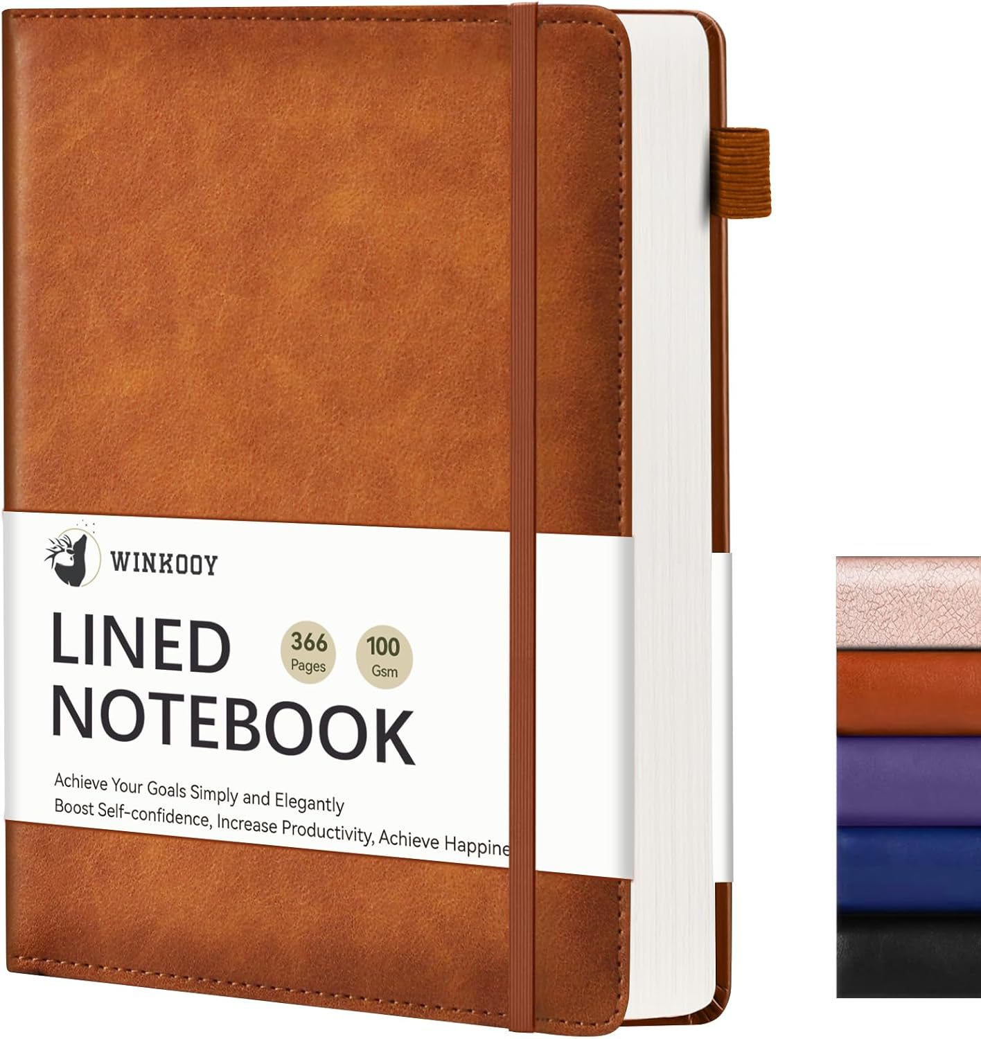 Lined A5 Journal Notebook, 366 Pages, Leather Hardcover, Daily Writing Journal