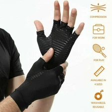 1 PAIR Copper Arthritis Compression Gloves Hand Support Joint Pain Relief