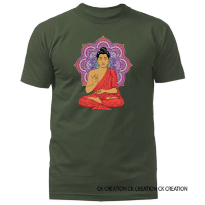 BUDDHA MANDALA FLOWER PATTERN GRAPHIC T-SHIRT
