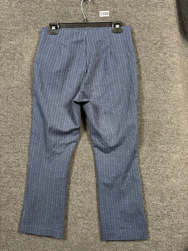 Pantalones Gap Para Mujer Talla 6 Azul Rayas Cortos Acampanados Frente Plano Nylon Elastizados Informales Foto 2 de 4
