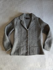 VTG Geiger Tyrol Womens Boiled Wool Austrian Cardigan Jacket Gray Size 42 M