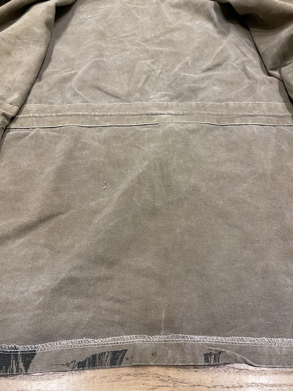 Vintage Michigan Rag Co Cabin Forest Print Hooded Canvas Jacket Distressed Rare - product detail image 11