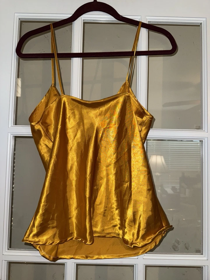 Secret Treasures De Colección Lencería Dorado Satinado Tanque Sin Mangas Pequeño Bordado y2k Foto 3 de 3