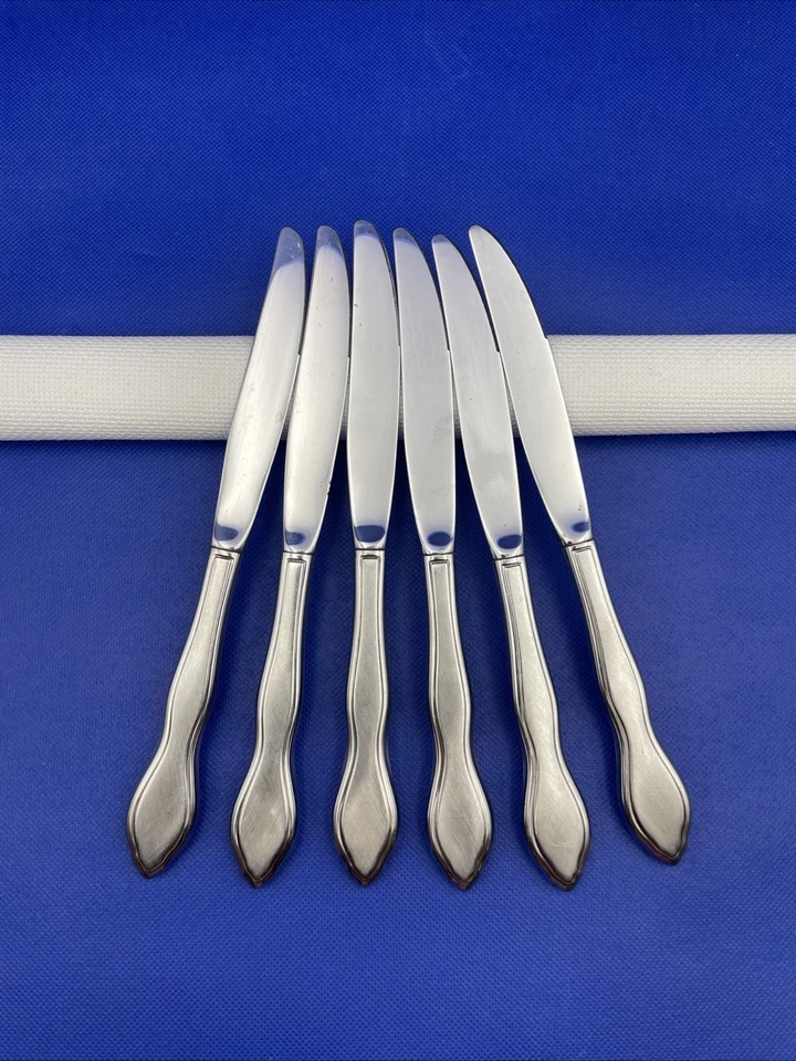 Oneida TWILIGHT из нержавеющей стали обеденный нож атласный стиль 1881 Rogers столовые приборы лот из 6 - Изображение 2 из 4