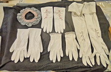 4 Pairs Vintage Gloves beads rhinestones embroidery leather opera 1 garter