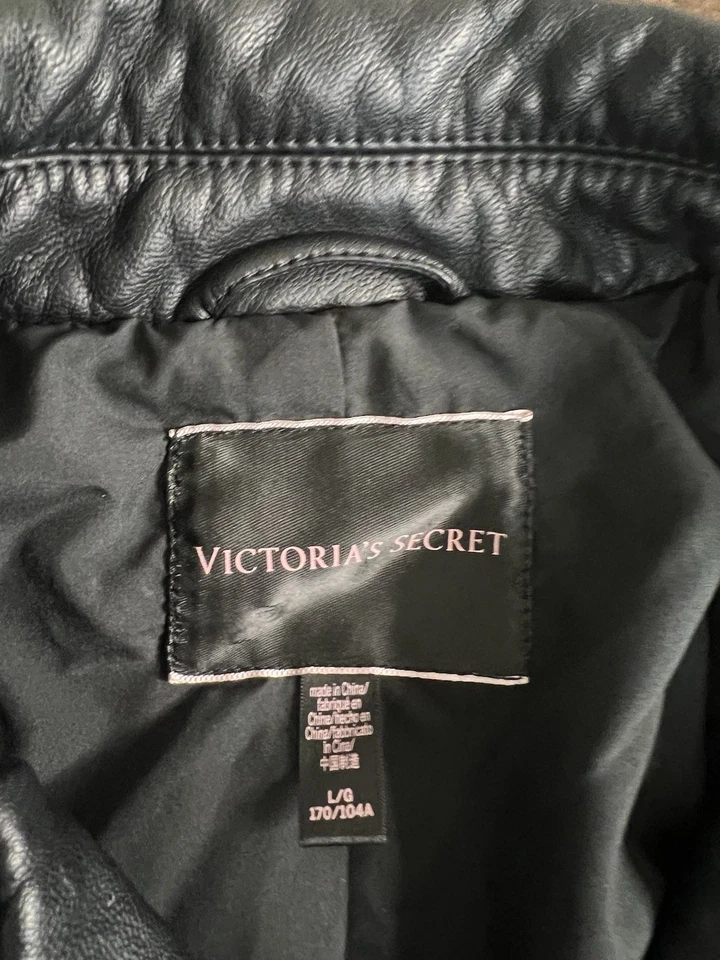 Chaqueta Victoria’s Secret Imitación Cuero Guijarro Motocicleta Moto Negra Mujer Talla L Foto 3 de 4