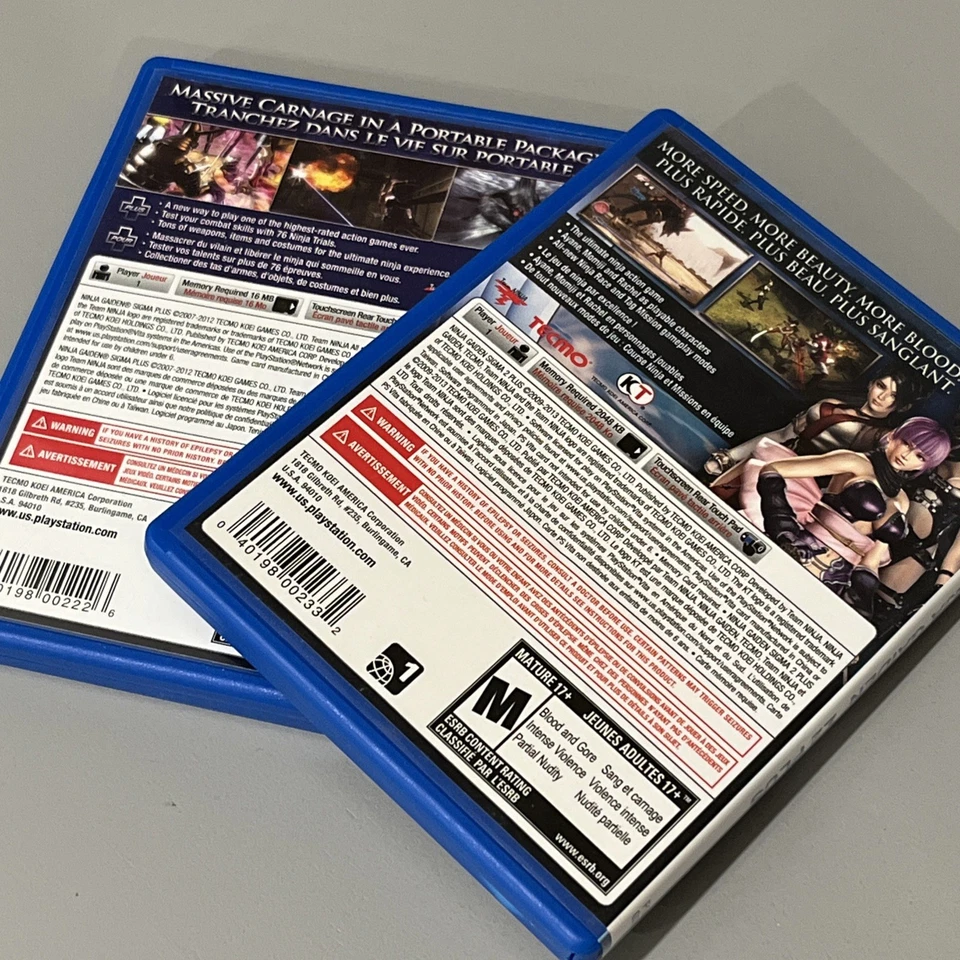Ninja Gaiden Sigma Plus 1 y 2 Ps Vita Versión Americana Completo Probado Foto 2 de 3