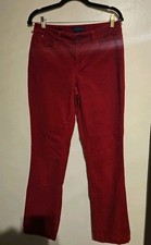 Talbots Corduroy Pants Women's 8 Burgundy Pockets Stretch High Rise Straight Leg