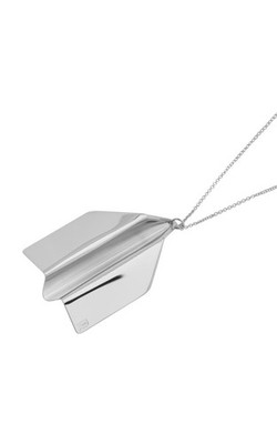 Rabanne  Necklace Paper Plane Brass Silver Necklace NEW RETAIL $550