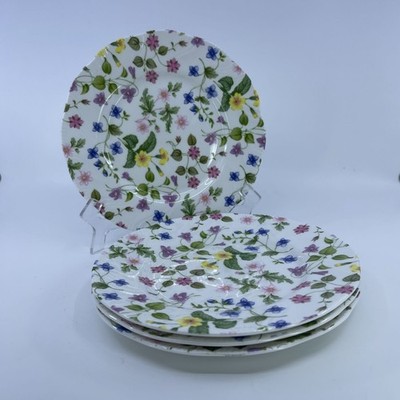 vintage queens country meadow salad plates bone china set of 4 floral design