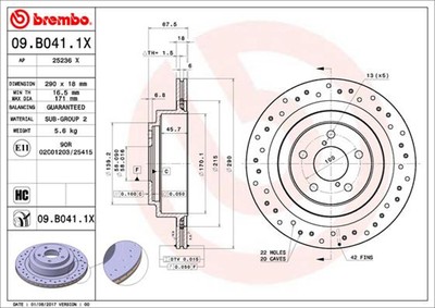 2x BREMBO Bremsscheibe XTRA LINE - Xtra 09.B041.1X für IMPREZA GD Station Wagon