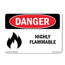 Highly Flammable ANSI Danger Sign Metal Plastic Decal