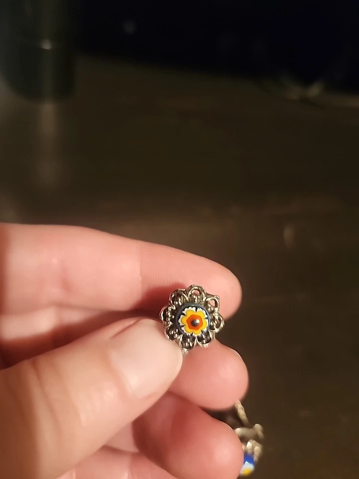 Vintage Glass Bead (Flower) Silver Tie Tacks - Image 2 of 4