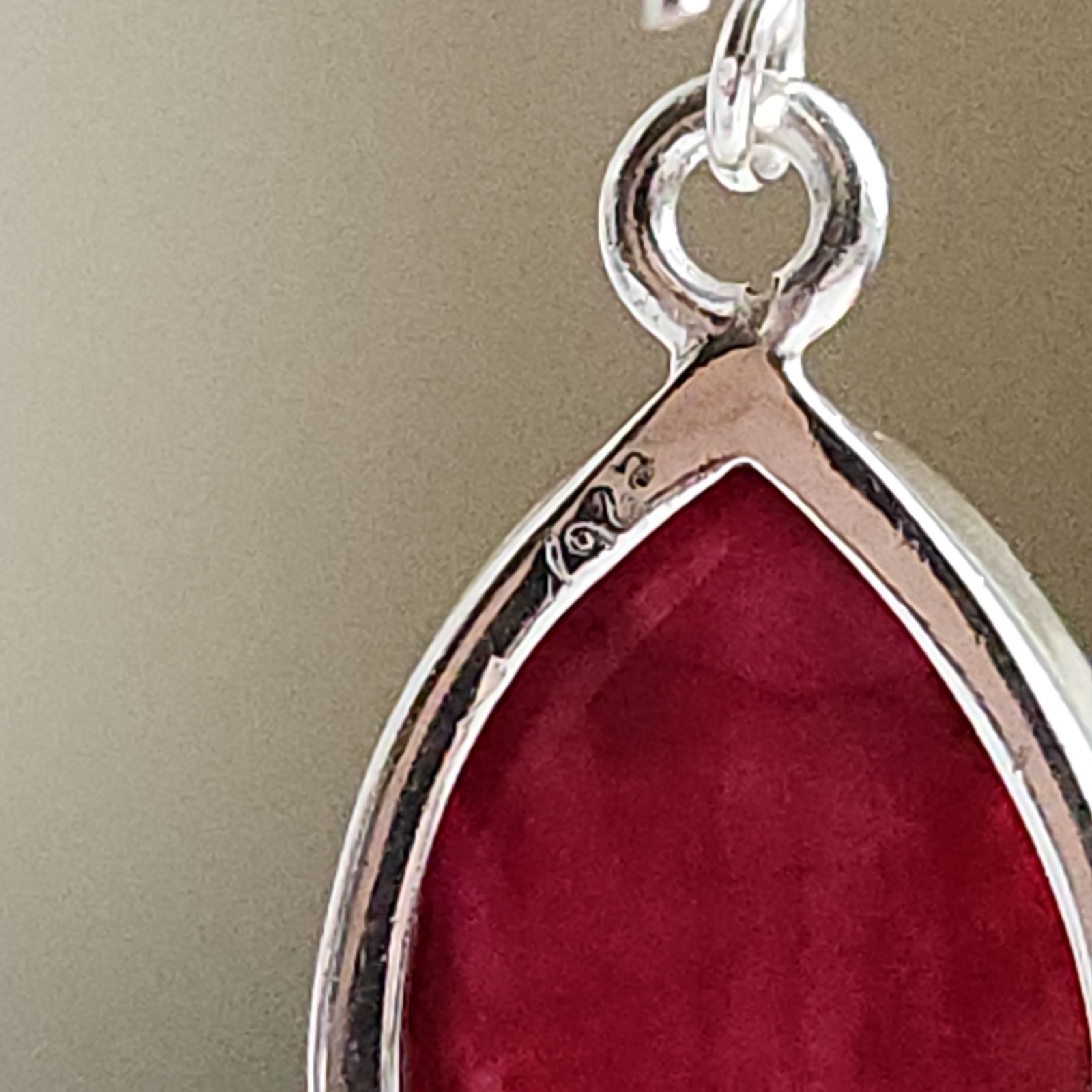 925 Sterling Silver Ruby Teardrop Dangle Earrings… - image 5