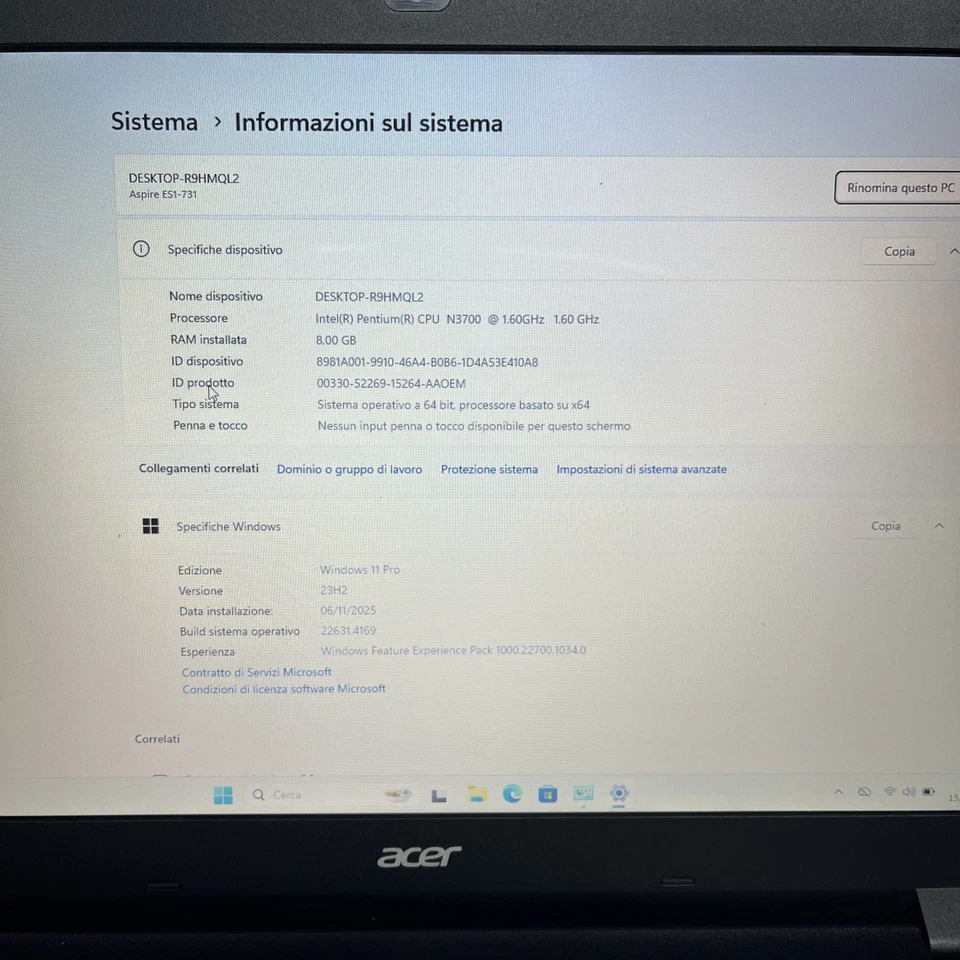 Notebook Acer 2021 17p (Intel Celeron 8gb ram Ssd240gb )Windows 11 Pro - Immagine 3 di 4