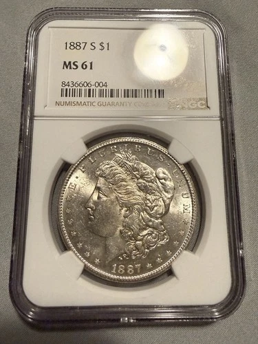 1887-S MORGAN SILVER DOLLAR NGC MS61 UNCIRCULATED!