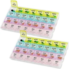 MEDca Pill Organizers - (2 Pack) Large Pill Organizer with Weekly and Daily 4-Ti