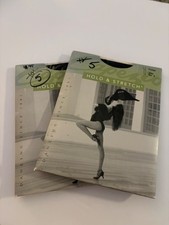 Lot of 2 Capezio Hold Stretch Black Dance Tights Size Small Footed Footless