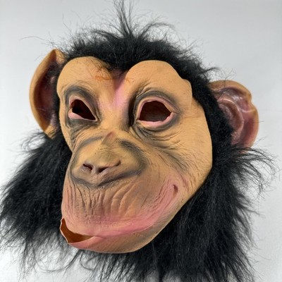 Comical Chimp Adult Mens Mask Head Halloween Accessory Big Ears Monkey