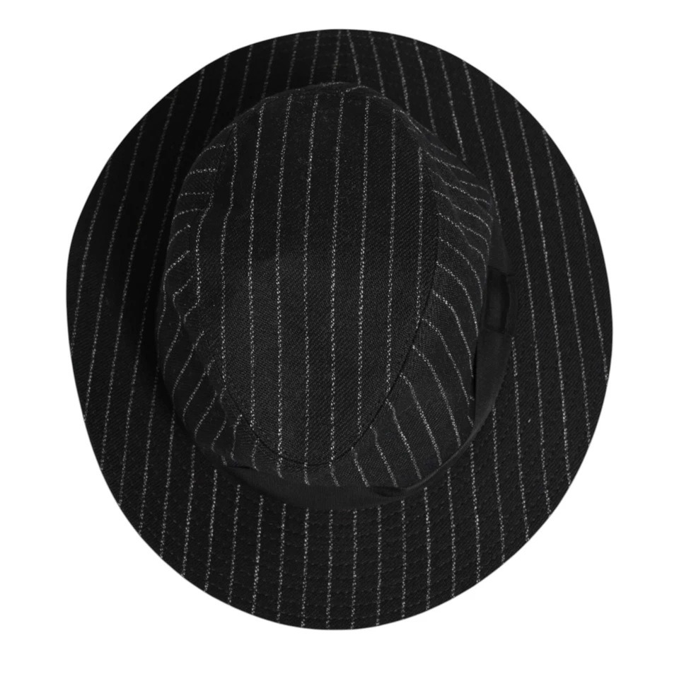 DOLCE & GABBANA Sombrero Negro Rayas Lana Virgen Hombres Fedora Capello 59 / L 1200usd Foto 2 de 4