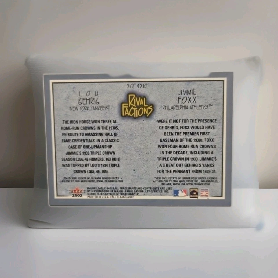 2002 Fleer Fall Classics Rival Factions: 3-45RF Foxx/Gehrig & Foxx/Ott 45-45RF - Изображение 3 из 4