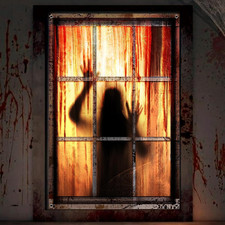 Halloween Window Decorations, Large Scary Bloody Girl Haunted House Party Hallow