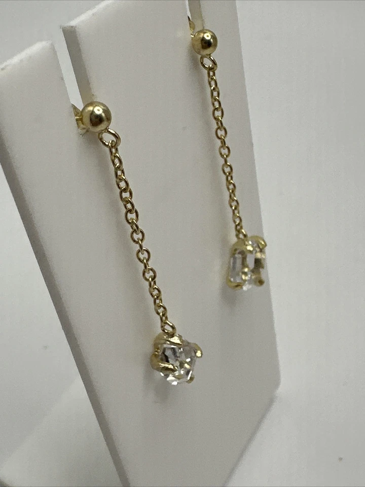 "Pendientes colgantes de cadena de cuarzo "diamante" de plata esterlina Herkimer Mines 1,5""" Foto 3 de 4