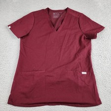 Figs Scrub Top Womens Small Red Casma Three Pocket Medical Nurse Uniform