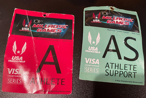 HTF! 104th & Last Millrose Games in MSG Memorabilia ~ (2) 2011 Athlete Badges
