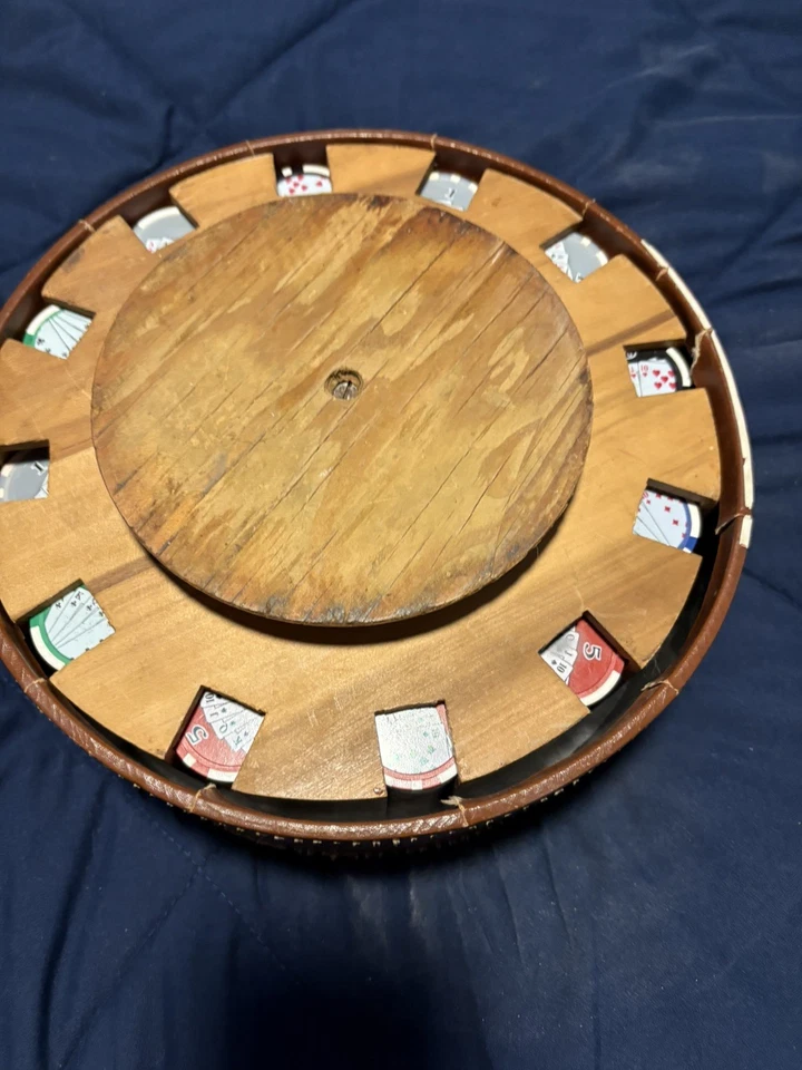 Juego de fichas de póker Drueke raras de colección en carrusel de madera hermosa incrustación bonito  Foto 4 de 4