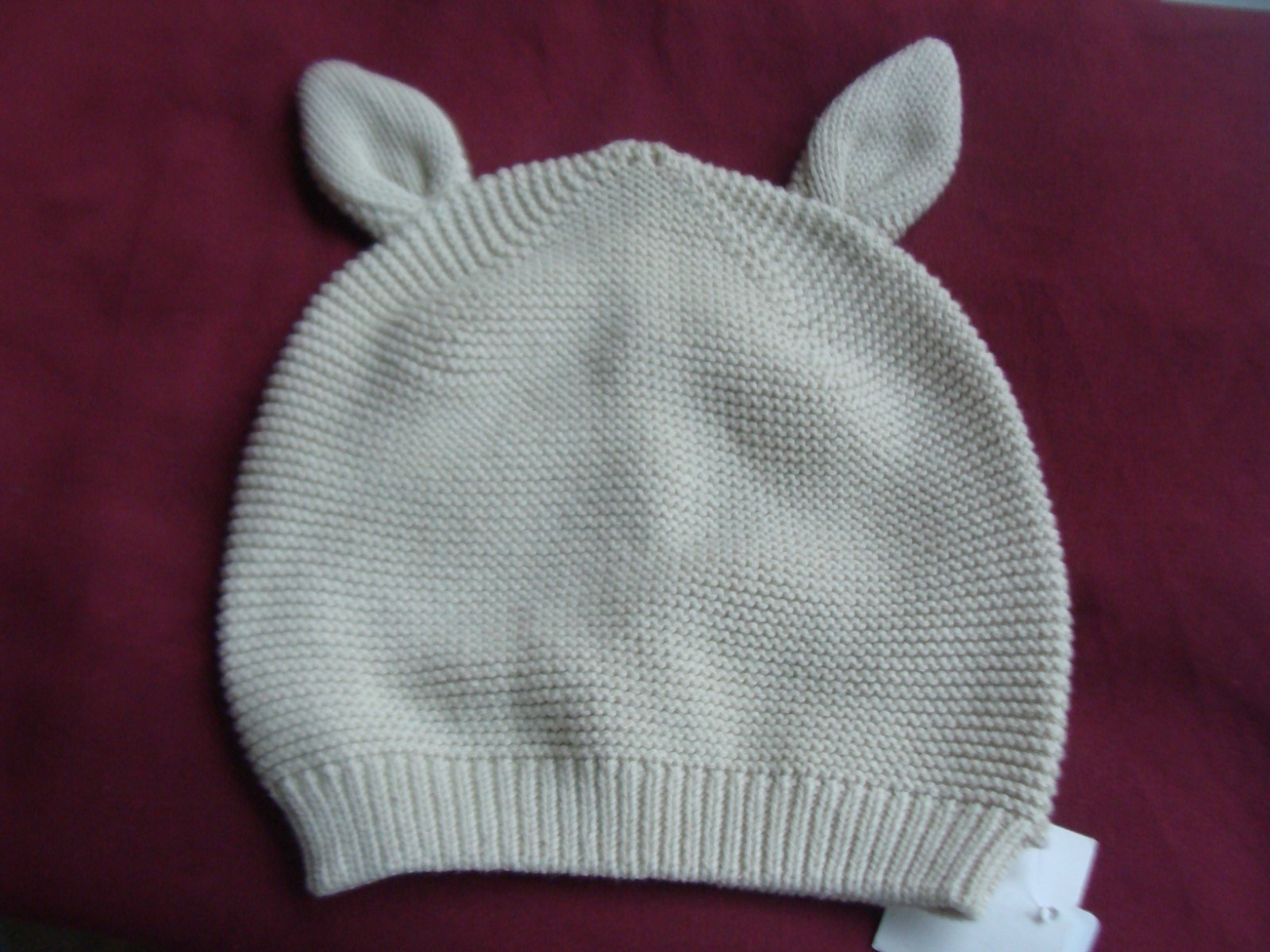 NWT H&M Baby Girls Pale Beige  Bear Ears Knitted Beanie Cotton Hat, US  3 T